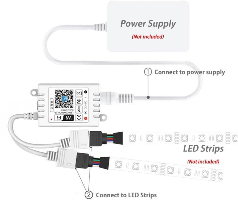 iNextStation Smart RGB WiFi LED Controller 4-Pin Output Compatible with Alexa/Google Home Assistant/IFTTT Android/iOS for SMD 3535 5050 2835 Color Changing LED Strip Lights (2-Port) - Image 5